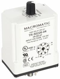 MACROMATIC Single Function Time Delay Relay: Socket Mounted, 240V AC, 10 A, 8 Pins/Terminals (MPN TR-50226-08). Key specifications — Brand: MACROMATIC.