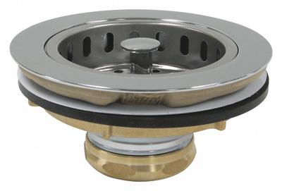 PERFECT PUTTY Strainer: Brass, Chrome, 2 1/2 in Overall Ht, 4 1/2 in Overall Dia - Sink Drains with Basket Strainer without Tailpiece