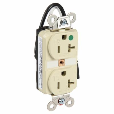 HUBBELL Receptacle: Hospital Grade Fed. Spec., Duplex, 5-20R, Ivory, 125V AC, 20 A - General Purpose Receptacles