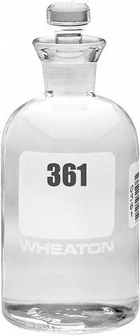WHEATON BOD Bottle: 300 mL, Stopper, 165 mm, Colorless, # Sequence: 385-408, Closure Included (MPN 227497-17). Key specifications — Closure Type: Stopper; Mouth Size: Narrow; Brand: WHEATON; Body Color: Colorless.