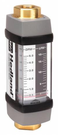 HEDLAND Mechanical Flowmeter: Water and Other Fluid Meter, Scale, Variable Area, Inline, Universal (MPN H605B-005). Key specifications — Display Type: Scale; O-Ring Material: Viton; Includes Flow Rate Adjustment Knob: No; Includes Pressure Guage: No; Mounting Orientation: Universal; Unit Of Measure: Gallons; Brand: HEDLAND; Accuracy: +/-2%.
