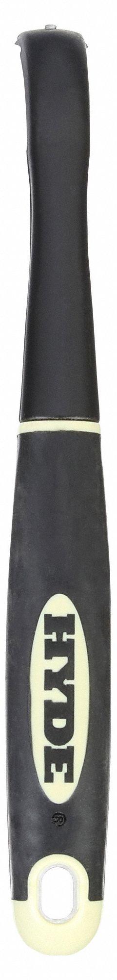 HYDE Scraper: Bld. Mat. Carbide, Hdl. Mat. Polypropylene/TPE, Stiff, Bent Bld. Shape (MPN 10600). Key specifications — attr1004902: HYDE; attr1016211: 11130; attr1014703: Plastic; attr1017570: Standard End; attr1029655: Bent; attr1034073: Straight.