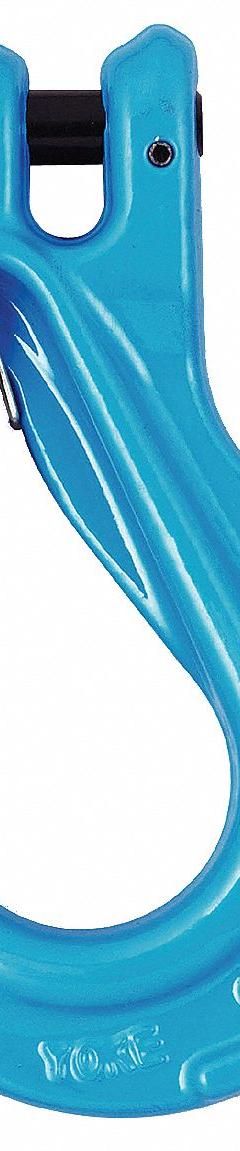 YOKE Slip Hook: 8,800 lb Working Load Limit, 100 Hook Grade, Steel, 1 3/8 in Hook Opening Wd, Clevis (MPN X-043/S-10). Key specifications — Color: Blue; Brand: YOKE; Visual Indicator Markings: None.