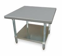 APPROVED VENDOR Work Table: Fixed Ht, Stainless Steel, 30 in x 30 in, 600 lb Overall Load Capacity (MPN 2KRE4). Key specifications — Brand: APPROVED VENDOR; Unit Type: Not Expandable or Modular.