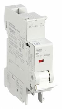 SCHNEIDER Undervoltage Release: Undervoltage Release, Multi 9 Circuit Breakers, 115V AC/48V DC (MPN M9A26959). Key specifications — For Use With: Multi 9 Circuit Breakers; Voltage: 115V AC/48V DC; Number of Poles: None; Brand: SCHNEIDER; Accessory Type: Undervoltage Release.