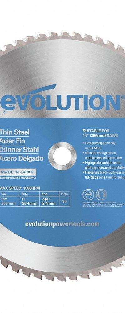 EVOLUTION Circular Saw Blade: 14 in Blade Dia - Steel & General Metal-Cutting Blades