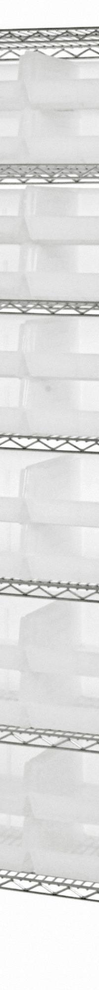 QUANTUM STORAGE SYSTEMS Shelving Unit: 36 in x 12 in x 74 in, 1 Sided, 24 Bins, Open, Hopper Bin (MPN WR7-245CL). Key specifications — Includes Bins: Yes; Frame Color: Chrome; Bin HxWxD: 5 x 16-1/2 x 10-7/8 in; Frame Material: Carbon Steel; Bin Color: Clear; Bin Style: Hopper; Brand: QUANTUM STORAGE SYSTEMS.