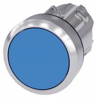SIEMENS Flush Push Button: Blue, 22 mm Mounting Size, Metallic, Maintained (MPN 3SU1050-0AA50-0AA0). Key specifications — Brand: SIEMENS; Action: Maintained; Series: 3SU; Push Button Material Type: Metallic.