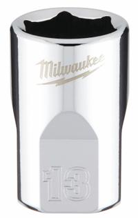 MILWAUKEE Standard Socket: Metric, 3/8 in Drive Size, 13 mm Socket Size, 6-Point, Std, Chrome (MPN 45-34-9083). Key specifications — attr1204417: MILWAUKEE; attr1204392: Chrome.