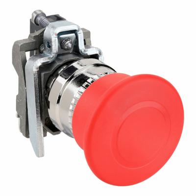 SCHNEIDER Emergency Stop Push Button: Non-Illuminated, Mushroom Head Profile, Metallic - Mushroom-Head Push Buttons