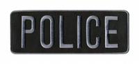 HEROS PRIDE Embroidered Patch: Police, 11 in x 4 in, Black/Gray, Polyester/Rayon, Back (MPN 5251). Key specifications — attr188498: 11 in x 4 in; attr188499: Gray; attr188500: Rayon; attr188503: Police; attr193746: HEROS PRIDE.