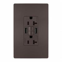 USB Receptacle: Duplex, 5-20R, 2 USB Ports, USB Type A, Brown, 125V AC, 20 A, GFCI (MPN 2097TRUSBAA). Key specifications — Brand: LEGRAND.
