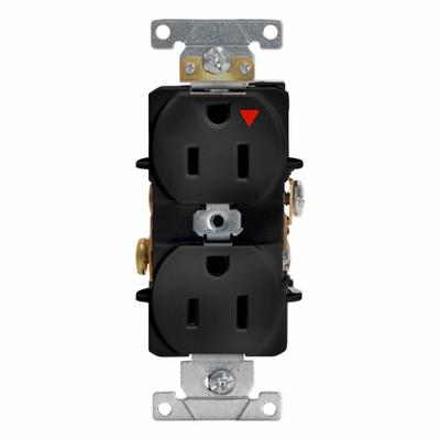 LEVITON Isolated Ground Duplex Receptacle Outlet: Duplex, 5-15, Black, 125V AC - General Purpose Receptacles