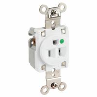 HUBBELL Receptacle: Hospital Grade Fed. Spec., Single, 5-15R, White, 125V AC, 15 A, 2 Pole / 3 Wire (MPN HBL8210W)