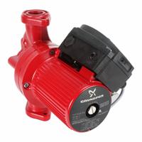 Circulating Pump: 3/8 hp HP, 115V AC, Cast Iron, 3, 26 ft Max. Head, 11 in Face to Face, Inline (MPN 96402708). Key specifications — Nameplate Voltage: 115V AC; Connection Type: Flange; Brand: GRUNDFOS; Includes Volute: Volute Included; Efficiency: Standard Efficiency; System Type: Potable Water.
