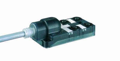 MURRELEKTRONIK Distribution Box: EXACT12, 4 Ports, 5 Pole M12 Female, 10 m Cable Lg - Passive Sensor Junction Blocks with Homerun Cable