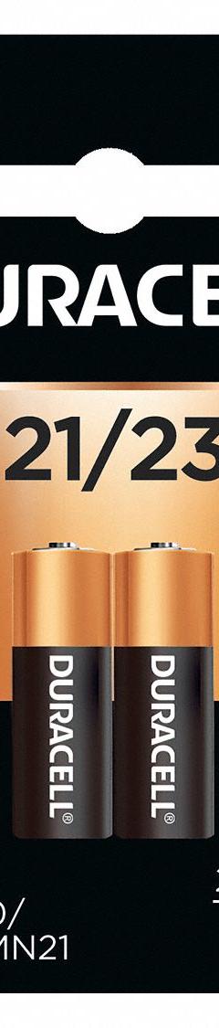 DURACELL Battery: 21/23 Battery Size, Alkaline, 60 mAh Capacity, 12V DC, 2 PK (MPN MN21). Key specifications — Battery Chemistry: Alkaline; Brand: DURACELL.