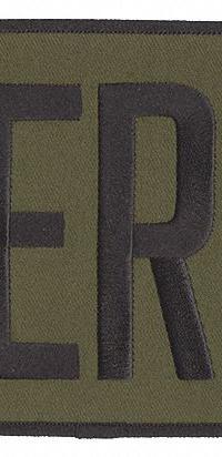 HEROS PRIDE Embroidered Patch: Sheriff, 11 in x 4 in, Black/Olive, Polyester/Rayon, Back (MPN 5248). Key specifications — attr188498: 11 in x 4 in; attr188499: Olive; attr188500: Rayon; attr188503: Sheriff; attr193746: HEROS PRIDE.