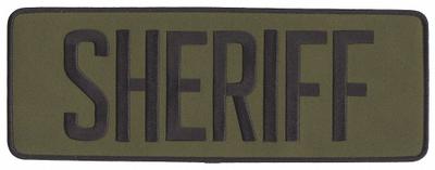 HEROS PRIDE Embroidered Patch: Sheriff, 11 in x 4 in, Black/Olive, Polyester/Rayon - Embroidered Insignia