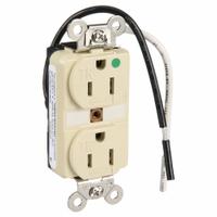 HUBBELL Receptacle: Hospital Grade Fed. Spec., Duplex, 5-15R, Ivory, 125V AC, 15 A, 2 Pole / 3 Wire (MPN HBL8200SGIA)