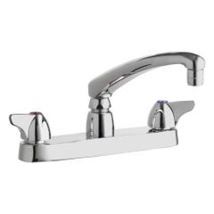 CHICAGO FAUCETS Low Arc Kitchen Faucet: 1100, Cast Brass, Widespread, Deck, 2 Mounting Holes, Lever (MPN 1100-ABCP). Key specifications — Series: 1100; Brand: CHICAGO FAUCETS.
