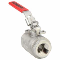 KECKLEY Manual Two-Way Ball Valve: 1 in, Stainless Steel, Straight, FNPT x FNPT, Full Port Ball Port (MPN BVS2THFSSRGSL-100). Key specifications — Brand: KECKLEY; Handle: Locking Lever.