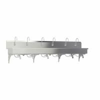 SANI-LAV Hands-Free Wash Station: 6 Stations, 8 in Bowl Dp, 117 in Bowl Lg, 16 1/2 in Bowl Wd, 16 ga (MPN 512W1-0.5). Key specifications — Includes Side Splash: Side Splash Not Included; Series: Stainless Steel Wash-Station; Brand: SANI-LAV.