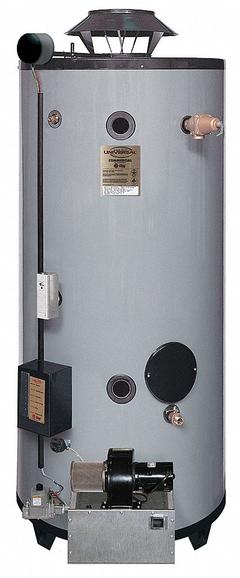 RHEEM-RUUD Commercial Gas Water Heater: Natural Gas, Low NOx, 100 gal, 199,900 BTU, 73.06 in Ht (MPN GNU100-200). Key specifications — Display Sell UOM: EA; Market: Commercial; Standards: ASHRAE 90.1b-2001; Sub-brand: Rheem Ruud; Brand: RHEEM-RUUD; Low NOx: Yes; Water Connection Location: Side; Fuel Type: Natural Gas.