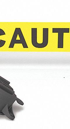 BANNER STAKES Magnetic Retractable Belt Barrier: Magnet, 30 ft Belt Lg, Caution Messaging, Yellow (MPN MH5001). Key specifications — attr981520: Black; attr981527: Black; attr193646: BANNER STAKES; attr981511: Yellow.
