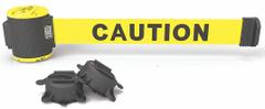 BANNER STAKES Magnetic Retractable Belt Barrier: Magnet, 30 ft Belt Lg, Caution Messaging, Yellow (MPN MH5001). Key specifications — attr981520: Black; attr981527: Black; attr193646: BANNER STAKES; attr981511: Yellow.