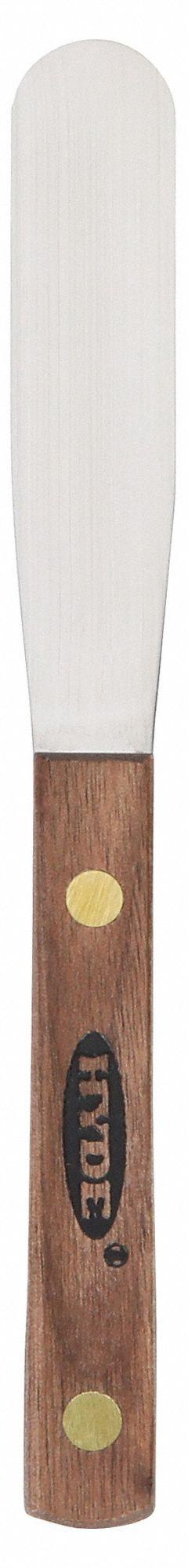 HYDE Spatula: Bld. Mat. Spring Steel, Hdl. Mat. Hardwood, Bld. Shp. Semi-Circle (MPN 41010). Key specifications — attr1004888: HYDE; attr1029665: Half.