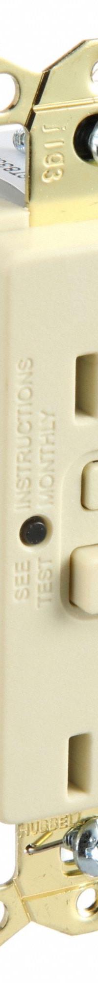 HUBBELL GFCI Receptacle: Hospital Grade Fed. Spec., Decorator Duplex, 5-20R, Ivory, GFCI, 125V AC (MPN SNAPGF83I)