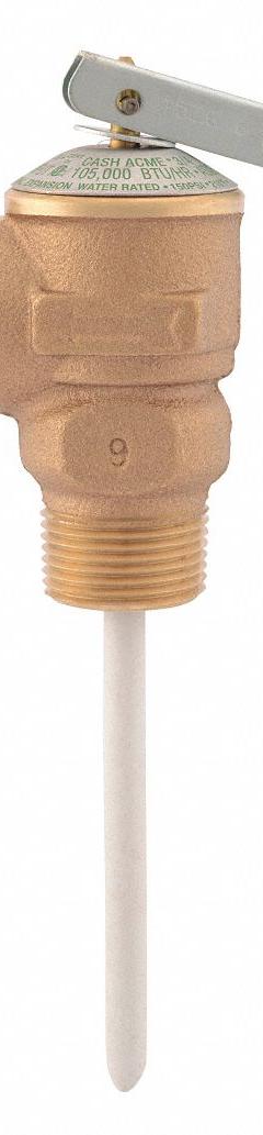 CASH ACME Temperature and Pressure Relief Valve: Section IV ASME Section, MNPT x FNPT, Cast Bronze (MPN 15836-0150). Key specifications — Brand: CASH ACME; Body Material: Cast Bronze.