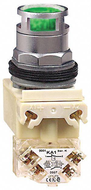 SCHNEIDER Illuminated Push Button: Illuminated, Flush Profile, Metallic, 30 mm - Illuminated Flush-Mount Push Buttons