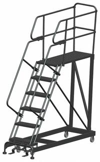 BALLYMORE Mobile Work Platform: 5 ft Platform Ht - Max, 24 in x 48 in, Steel, 800 lb Load Capacity (MPN SEP6-2448). Key specifications — Folding: Not Foldable; Mobility: Rolling; Brand: BALLYMORE; Color: Gray; Height Adjustability: Fixed Height; Includes Handrails: Handrails Included; Locking Mechanism: Foot-Activated Step Lock; Handrails: Includes Handrails.