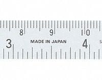 MITUTOYO Semi-Flexible Rule: 182-302, 6 in / 150 mm, 0.05 in Thick, 0.5 mm/1/64 in, Chrome, Black. Key specifications — attr939978: 1/64 in; attr934745: MITUTOYO; attr944504: Inside Read; attr944509: Chrome; attr939993: Decimal; attr986193: Etched.