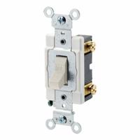 LEVITON Toggle Single-Pole, 20 Amp: Toggle Switch, Single Pole, Maintained, Light Almond, 20 A (MPN CSB1-20T). Key specifications — Illuminated: No; Voltage Rating: 120/277V AC.