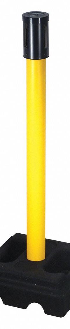 RETRACTA-BELT Belt Barrier Receiver Post: Square, 40 in Post Ht, Yellow, Aluminum, Nonfillable Base (MPN 322YA-RCV). Key specifications — Brand: RETRACTA-BELT; Post Color: Yellow; Post Material: Aluminum; Base Material: Rubber; Base Shape: Flat.