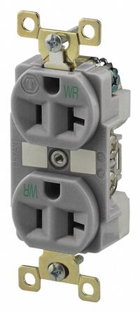 BRYANT Receptacle: Duplex, 5-20, Gray, 125V AC, 20 A, 2 Pole / 3 Wire (MPN BRY5362GRYWR)