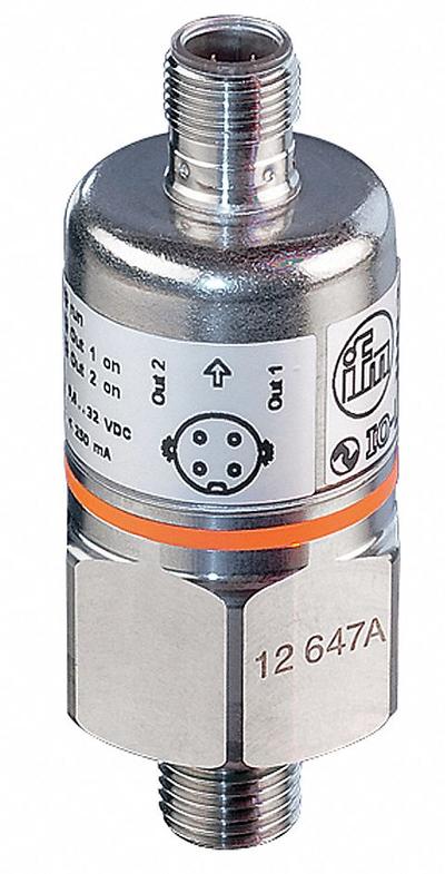 IFM Pressure Transmitter: 0 psi to 30 psi, 4 to 20mA DC, 4-Pin M12 Connector - Pressure Transmitters with 4-Pin M12 Connector