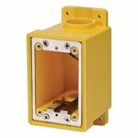 LEVITON FD Box: Stainless Steel, Rectangular, 1 Gangs, 3 1/8 in Box Dp, 3 1/8 in Box Wd (MPN FDBX1-YL). Key specifications — Brand: LEVITON; Bracket Style: Without Bracket; Clamp Style: Without Clamps.