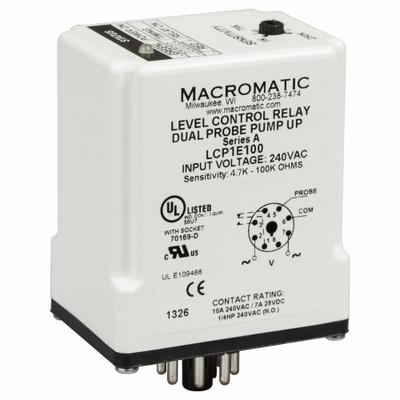 MACROMATIC Liquid Level Relay: Socket Mounted, Dual Probe, 10 A Current Rating, 240V AC - Socket-Mounted Relays
