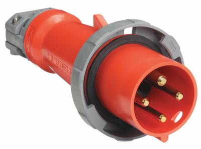 HUBBELL Pin and Sleeve Plug: Orange, 125/250V AC, Single Phase, 60 A, 3 Pole, 4 Wire - Watertight Plugs