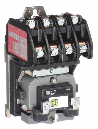 SQUARE D Lighting Magnetic Contactor: 4 Poles, 277V AC, 30 A - Electrically Held Lighting Contactors