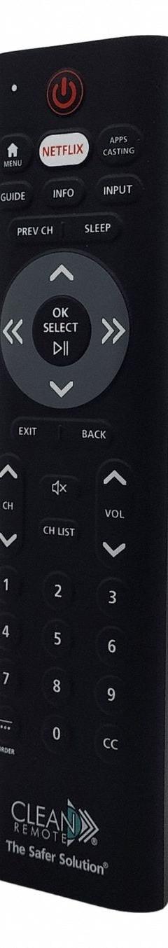 CLEAN REMOTE TV Remote Control: LG/Philips/RCA/Samsung/Universal, SCR10, Black, 1 1/4 in Overall Dp. Key specifications — Manufacturer Part Number: SCR10; Brand: CLEAN REMOTE; Color: Black; For Use With: RCA TVs; Includes: Optional Battery Cover Security Screw; Compatible With_Broad: RCA; Remote Features - Broad: Cleanable.