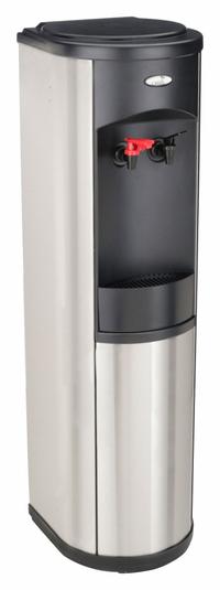 OASIS Plumbed Water Dispenser: Freestanding, Cold/Hot, Black/Silver, Stainless Steel, 43 1/4 in Ht (MPN PSWSA1SHS). Key specifications — Water Type: Still; Operating Voltage: 115V AC; Power Source: Electric Corded; Water Temperature Types: Cold; Brand: OASIS; Housing Color: Silver; Material: Stainless Steel.