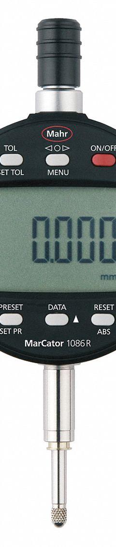 MAHR Digital Indicator: 0 in to 1 in /0.001 mm to 25 mm, Inch/Metric, 0.002 mm Accuracy, IP54 (MPN 4337641). Key specifications — attr1184065: MAHR; attr1184072: 0.002 mm; attr1184084: 58 mm.