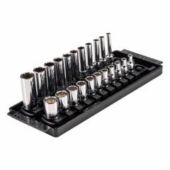 TEKTON Socket Set: 1/4 in Drive, 22 Piece, 12-Point, SAE, 5/32 in to 9/16 in (MPN SHD90213). Key specifications — attr1224269: 1/4 in; attr1204685: Not Tether Capable; attr1227399: 12-Point Standard and Deep Socket Set; attr1204650: 5/32 in to 9/16 in; attr1204673: Socket Bits Not Included; attr1204688: TEKTON; attr1224230: Friction; attr1224354: No Thin Wall.