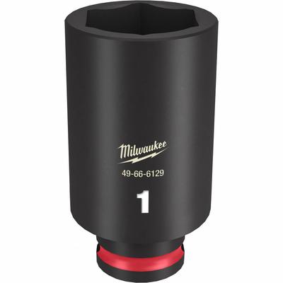 MILWAUKEE Deep Impact Socket: 3/8 in Drive Size, SAE, 1 in Socket Size, 6-Point, Deep - 3/8" Drive Impact Sockets