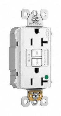 LEGRAND PLUGTAIL: Hospital Grade, Duplex, 5-20R, White, GFCI, 125V AC, 20 A, 2 Pole / 3 Wire (MPN PT2097HGW)